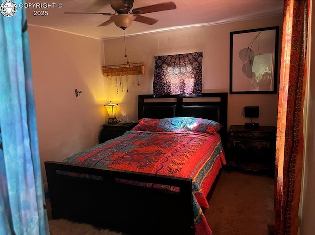 529 W Main St, Florence, CO 81226 - carpeted bedroom with ornamental molding and ceiling fan