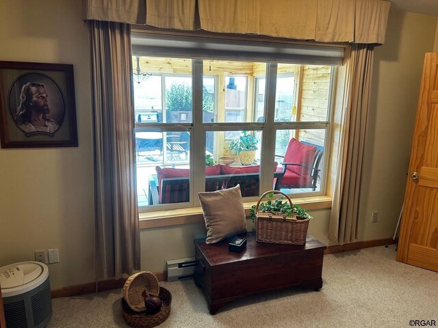2 Inverness Ave, Westcliffe, CO 81252 - living area with a baseboard radiator and light colored carpet