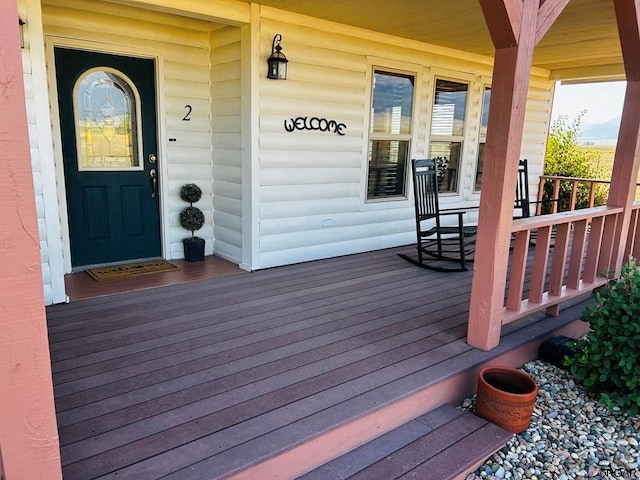 deck with a porch