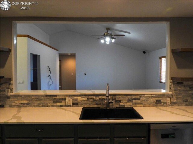 bedroom featuring ceiling fan, ensuite bathroom, and carpet flooring