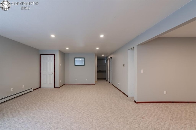5 Cory Ln, Florence, CO 81226 - interior space featuring light colored carpet, baseboard heating, and recessed lighting
