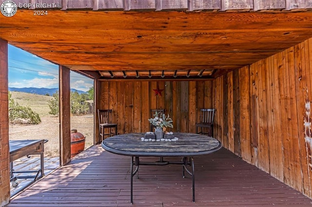 deck with a mountain view