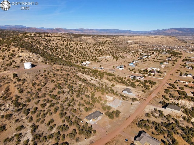 drone / aerial view with a mountain view