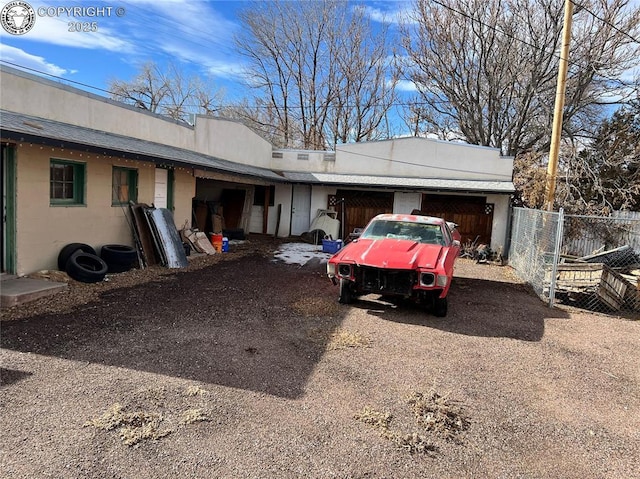 exterior space featuring a garage