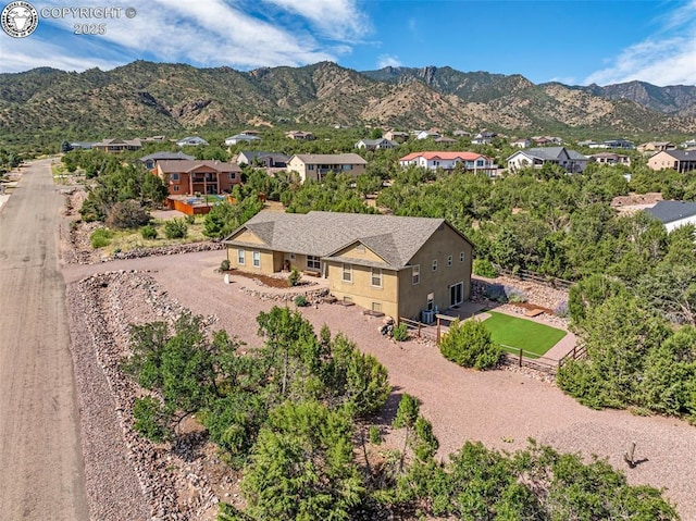 aerial view with a mountain view