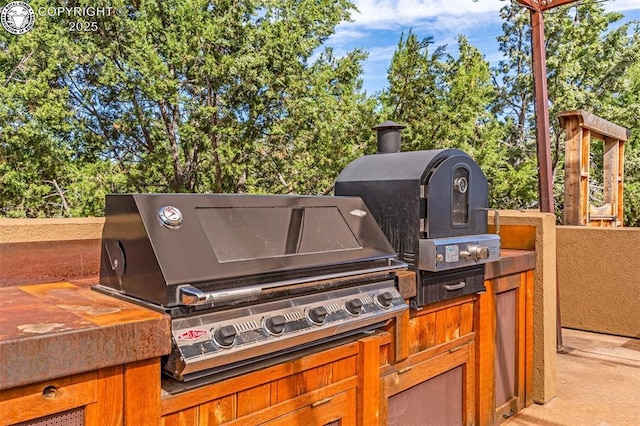 view of patio / terrace with area for grilling and a grill