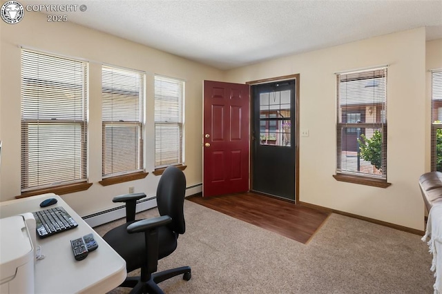 1125 Barr Ave, Canon City, CO 81212 - office featuring carpet flooring, plenty of natural light, and a baseboard heating unit