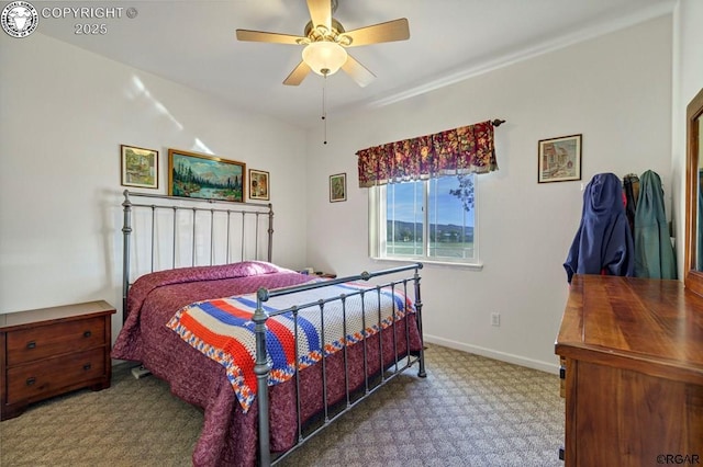 bedroom with carpet flooring and ceiling fan