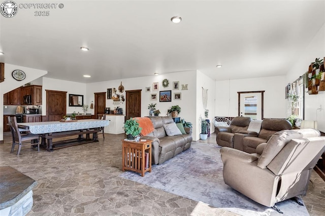 3491 County Road 215th Rd, Westcliffe, CO 81252 - living area featuring stone floors and recessed lighting