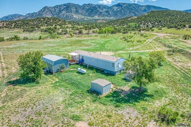 aerial view featuring a mountain view