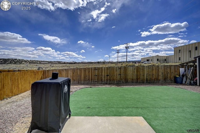 view of yard with a fenced backyard