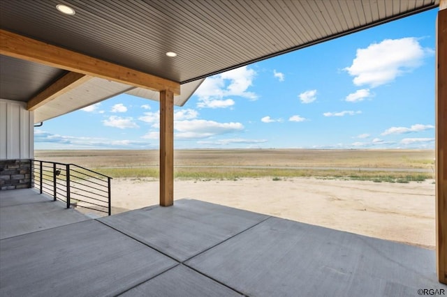 view of patio / terrace featuring a rural view