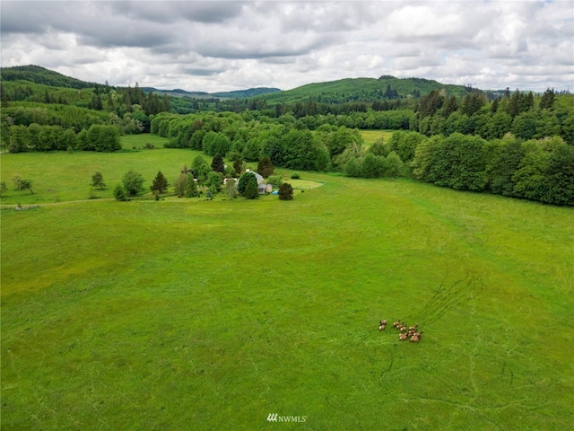 birds eye view of property with a rural view