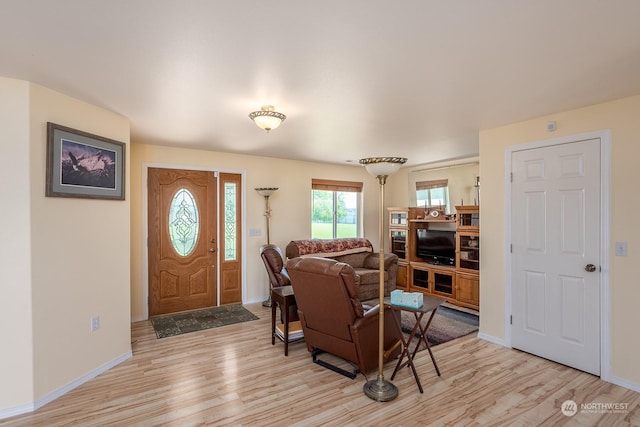 living room with light hardwood / wood-style floors