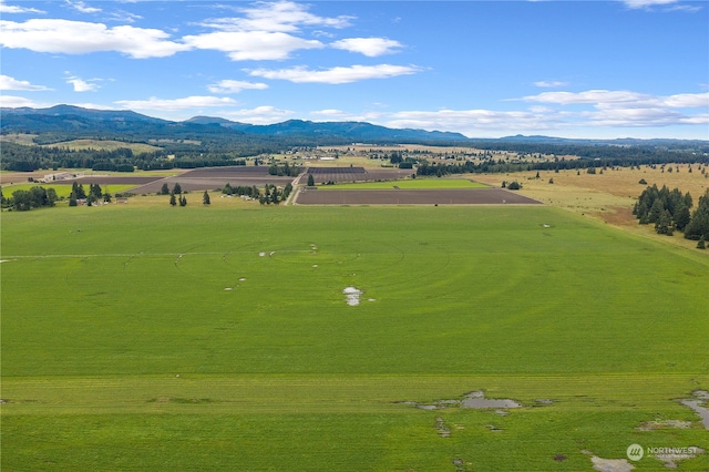 aerial view with a mountain view and a rural view