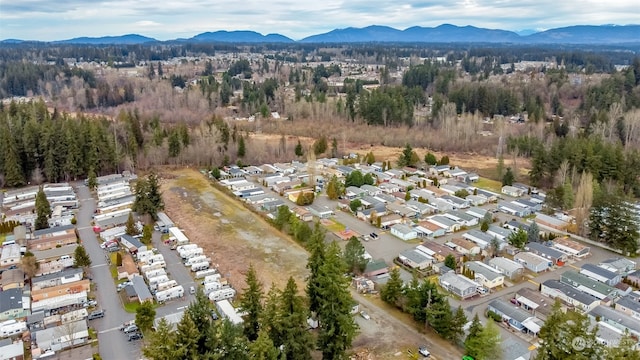 aerial view with a mountain view