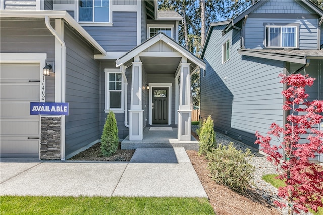 entrance to property with a garage