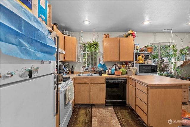 59 N Iowa Ave, East Wenatchee, WA 98802 - kitchen featuring refrigerator, dishwasher, white range with electric stovetop, and a healthy amount of sunlight