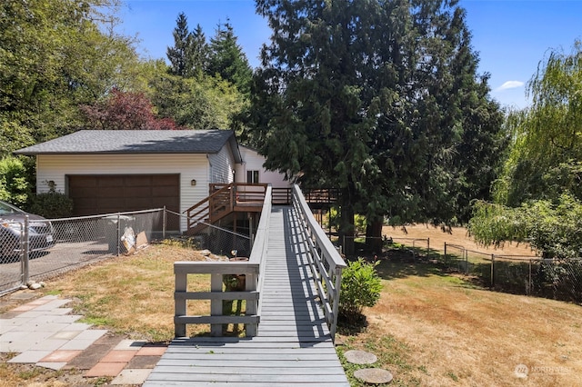 exterior space with a garage