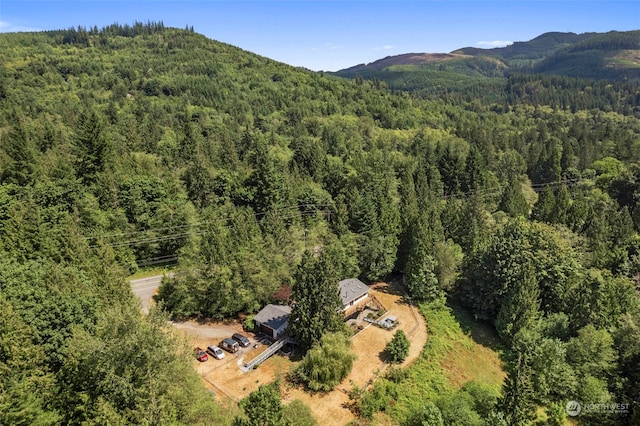 birds eye view of property featuring a mountain view