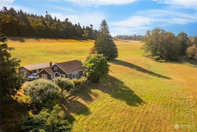 aerial view featuring a rural view