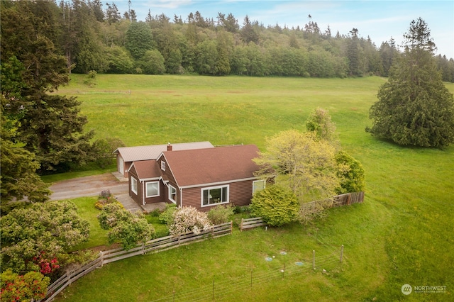 aerial view with a rural view