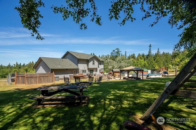 view of yard featuring a gazebo