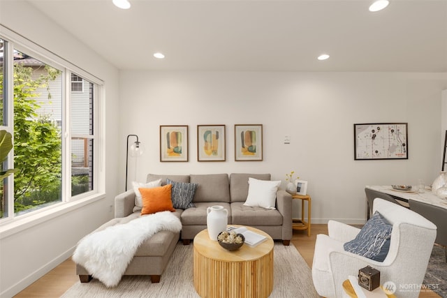 8326C SB-3 13th Ave NW, Seattle, WA 98117 - living room featuring plenty of natural light, recessed lighting, light wood finished floors, and baseboards