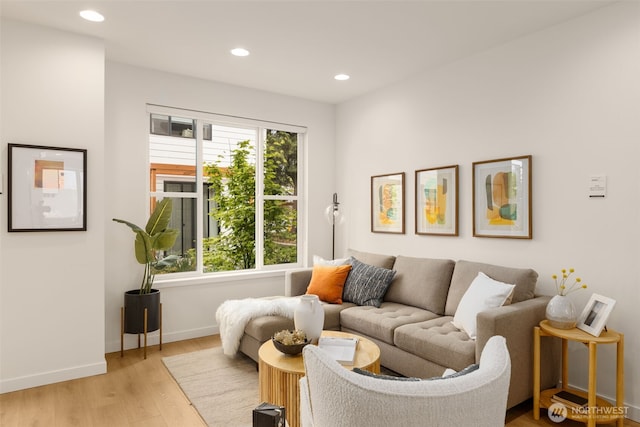 8326C SB-3 13th Ave NW, Seattle, WA 98117 - living room featuring light wood-style flooring, baseboards, and recessed lighting