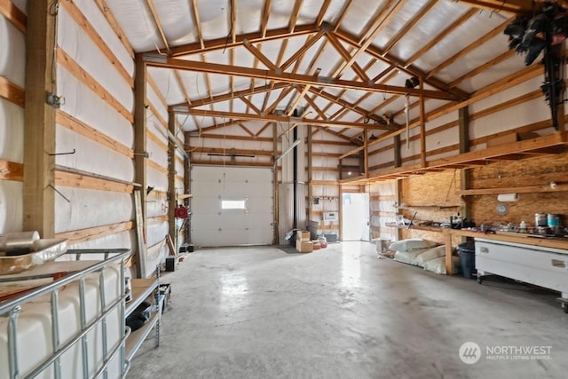 garage with white refrigerator