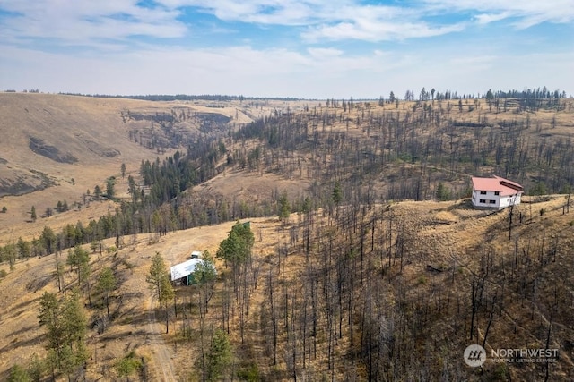 birds eye view of property with a rural view