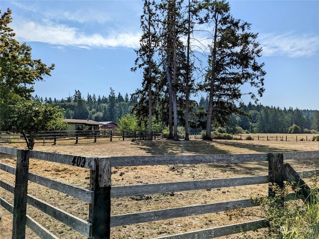 view of yard with a rural view