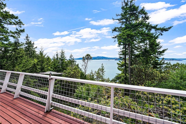 deck with a water view