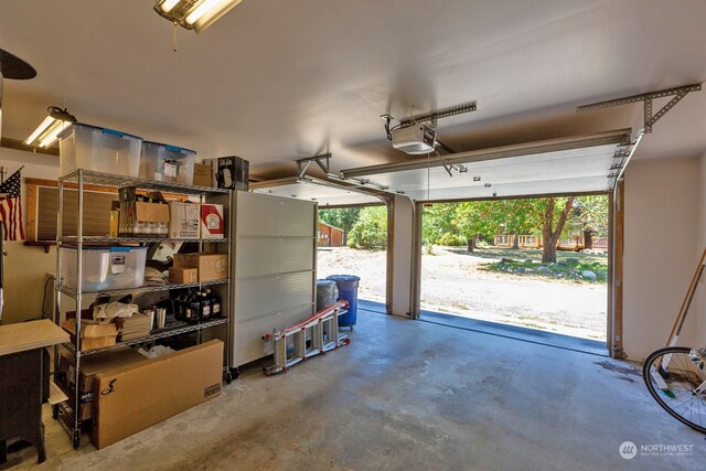 garage with a garage door opener