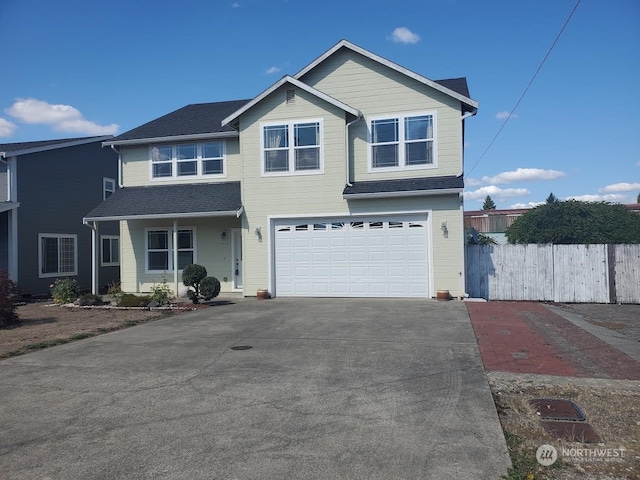 view of front property with a garage