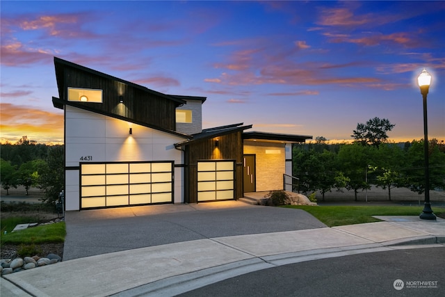 contemporary house featuring a garage