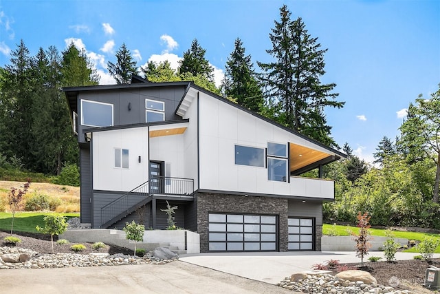 contemporary home featuring a garage