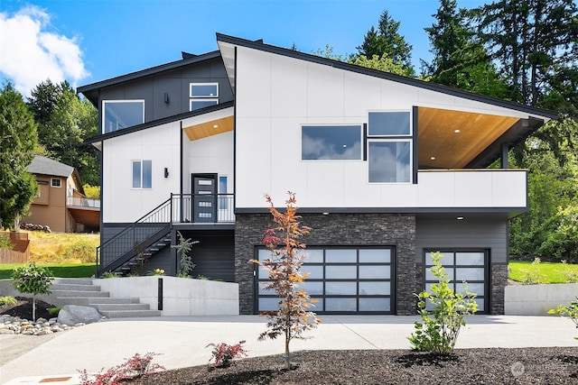 contemporary home featuring a garage