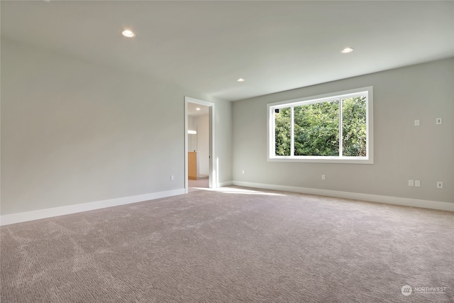 unfurnished room featuring light colored carpet