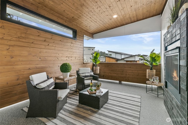 view of patio / terrace with an outdoor hangout area and a balcony