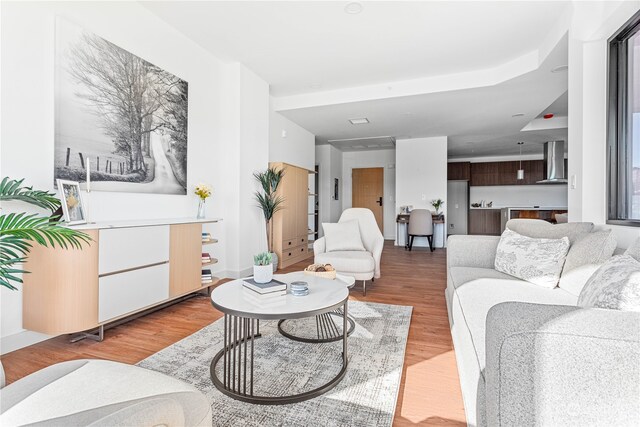 living area with light wood-style flooring