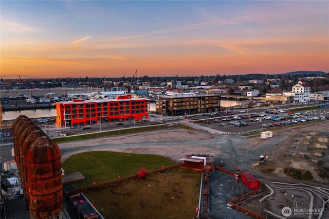 drone / aerial view with a view of city