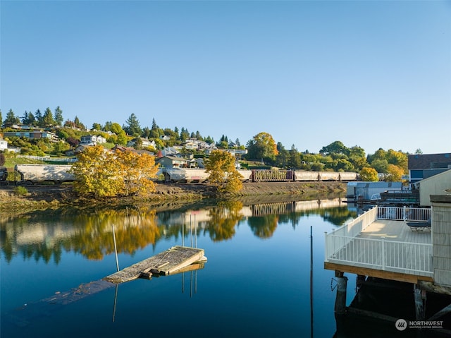 view of dock featuring a water view