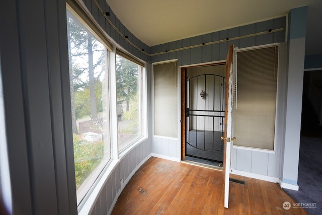 view of unfurnished sunroom