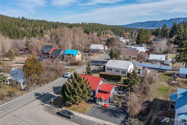 aerial view with a mountain view