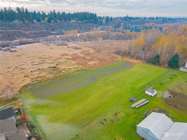 aerial view featuring a rural view