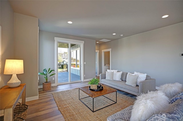 living room featuring wood-type flooring