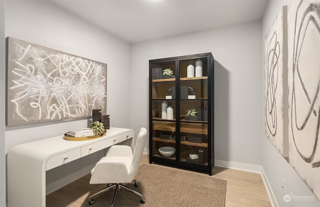 office area featuring light hardwood / wood-style floors