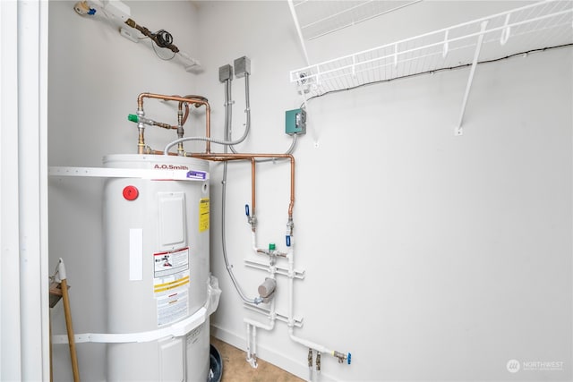 utility room featuring water heater