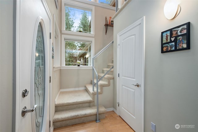 foyer featuring light hardwood / wood-style floors